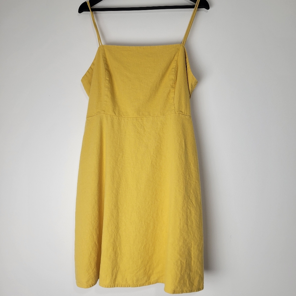 OLD NAVY WOMEN'S LINEN BLEND YELLOW SPAGHETTI STRAP DRESS SIZE XXL - Picture 2 of 7